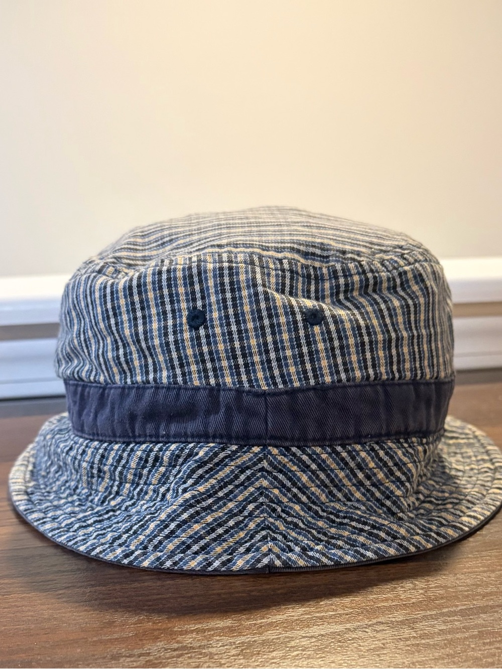 Vintage Gap Men's Blue Striped Reversible Bucket Hat Y2K
